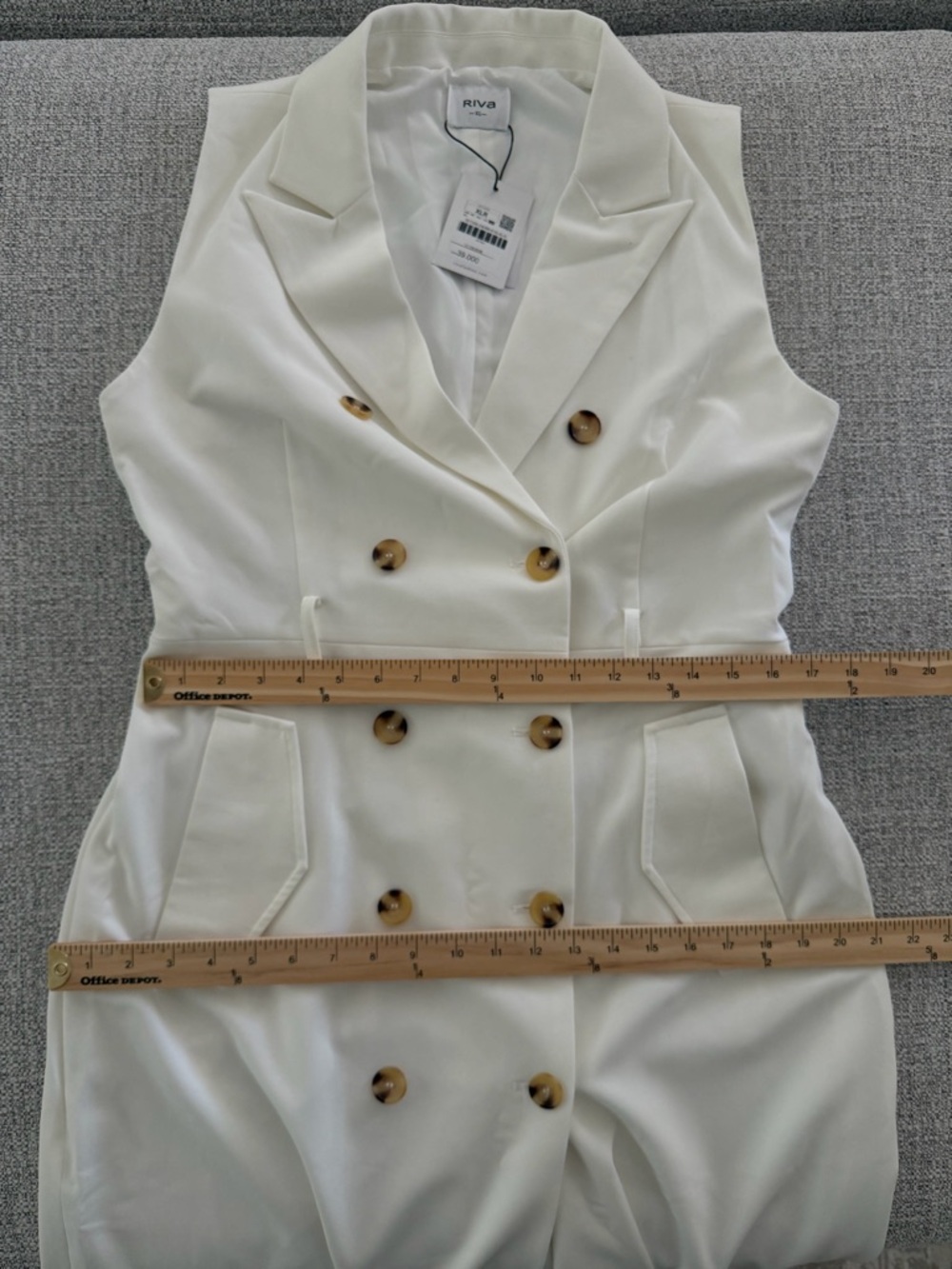 NWT Riva White Double-Breasted Sleeveless Trench Dress - Picture 10 of 14